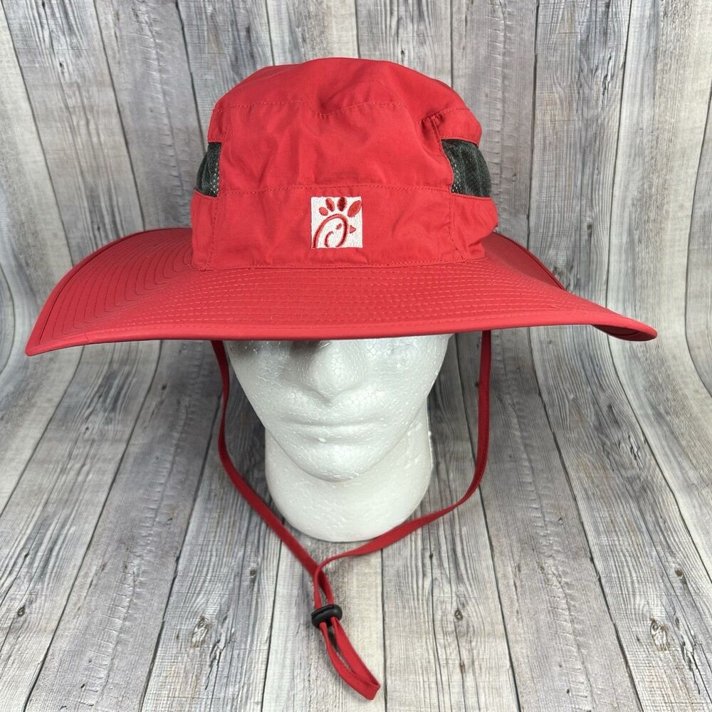 Chick Fil A Bucket Hat Team Member Red Sun Boonie One Size OOBE Beach Shade Cap